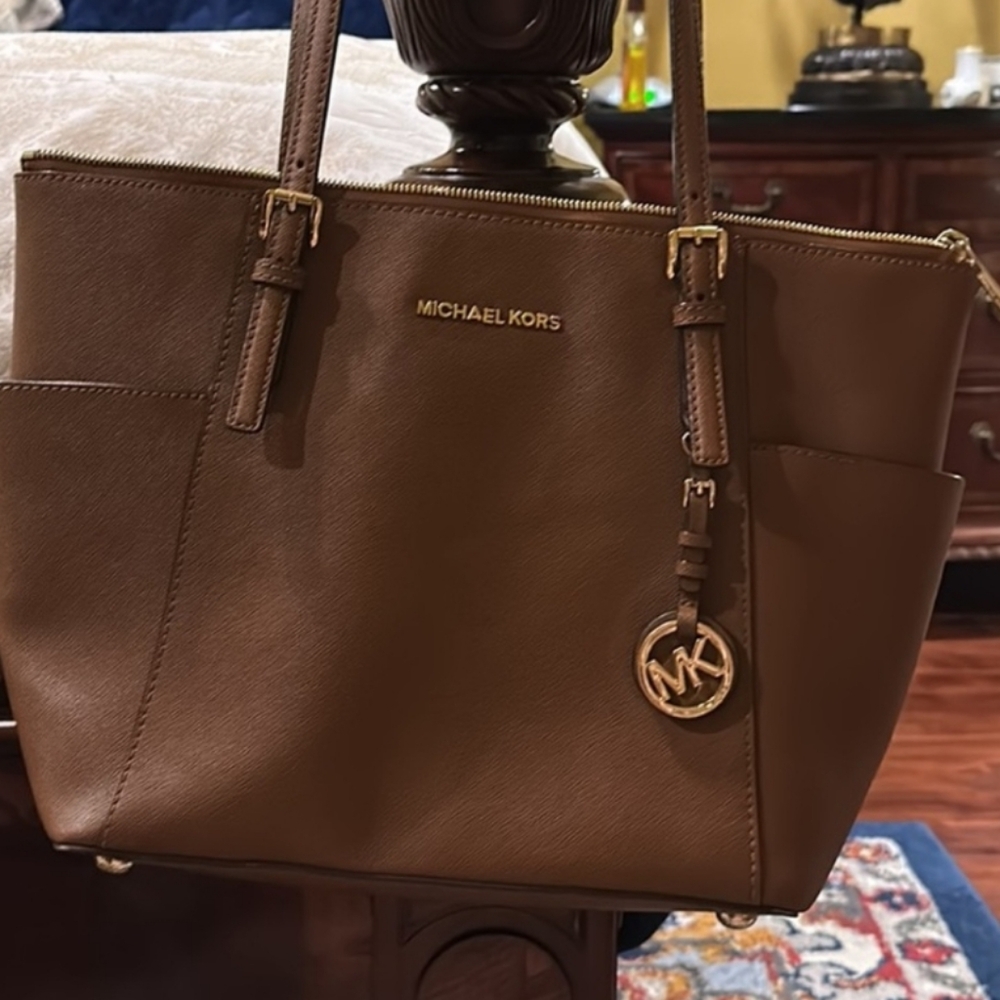 Michael Kors Brown Leather Jetset Tote Bag